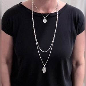 Elegant & Versatile Silver Layered Necklace Set - can be worn 6 ways.